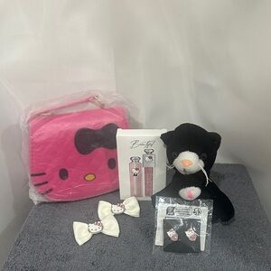 Hello Kitty Pink Bag NWT and earrings and hair clips and lip gloss  NWT